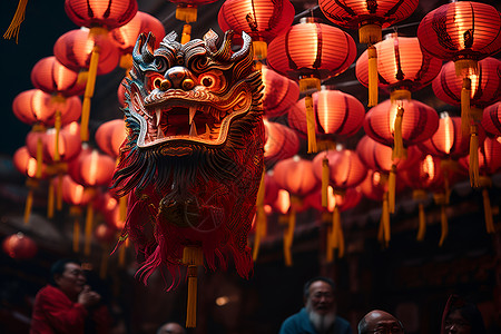 节日舞狮传统背景图片
