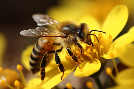 辛勤采蜜的蜜蜂高清图片
