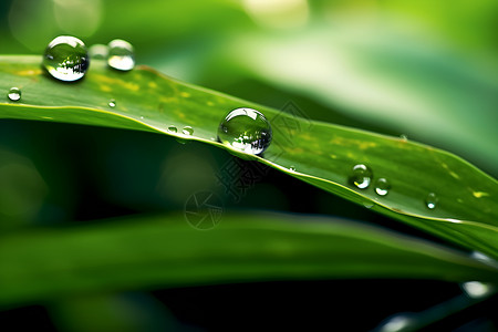 绿叶上的水滴背景图片