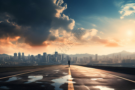 旅人徘徊在城市道路上的人背景