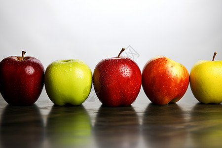 桌子上的五个苹果背景图片