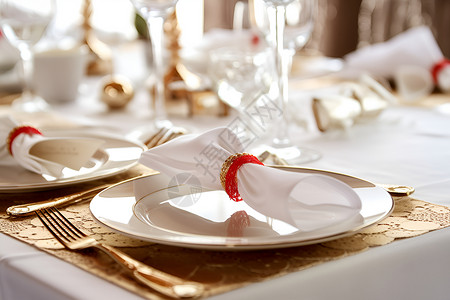 优雅的婚宴盘子背景图片