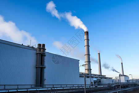 超标排放烟雾缭绕的工厂背景