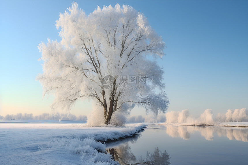 冬日静谧的湖心图片