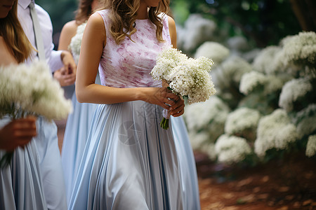 新娘拿着手捧花背景图片