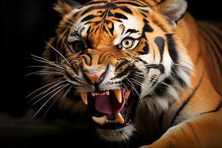 狂野咆哮的老虎背景图片