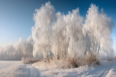 大树上的冰雪背景图片