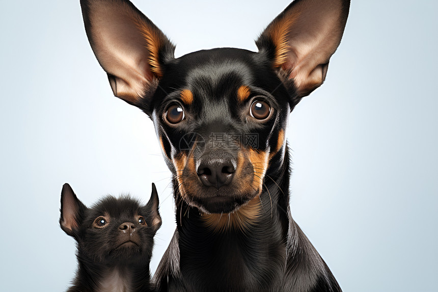 两只黑色的宠物狗图片