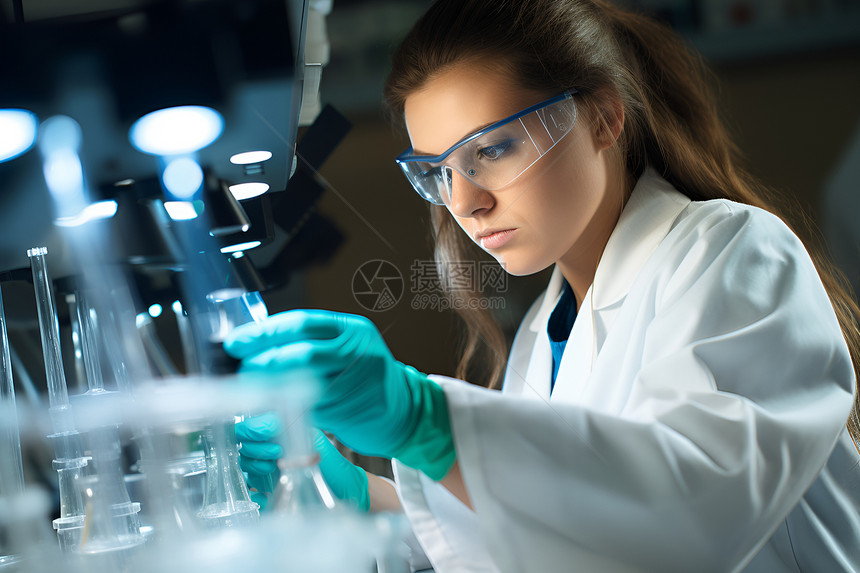 实验室里的女化学家图片