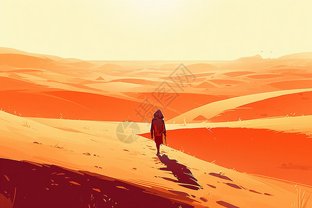 沙漠中的探险者背景图片