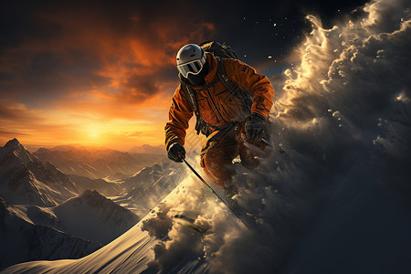 滑雪的男人雪山雪具高清图片