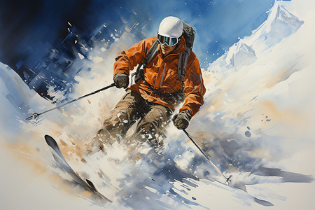 山坡的滑雪者背景图片