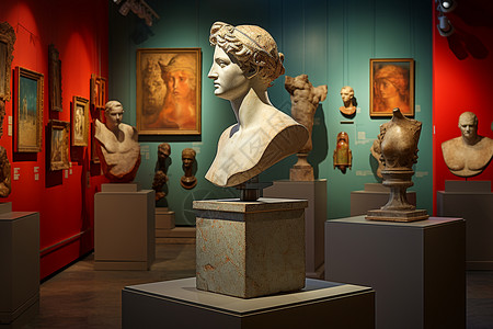 博物馆中的雕塑背景图片