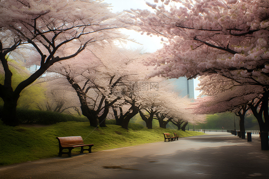 樱花盛开的公园图片