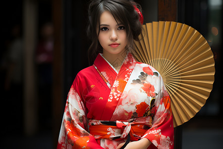 日本雨伞日本女子背景