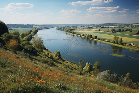 巴伐利亚天空德国巴伐利亚的河景背景