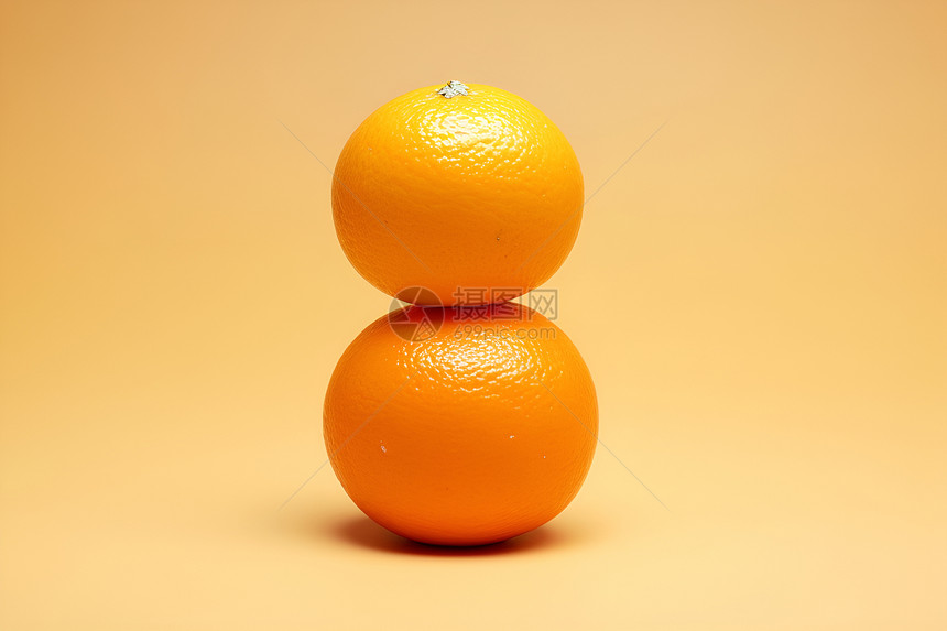 橙色背景前的橙子图片