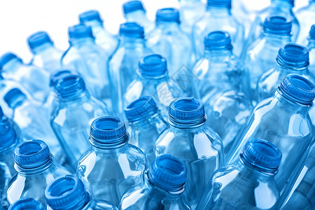 透明塑料瓶回收的蓝色塑料瓶背景