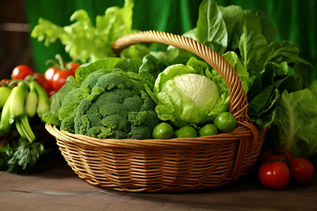 篮子里的新鲜蔬菜高清图片