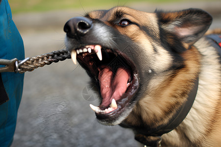 愤怒的警犬尖牙项圈高清图片