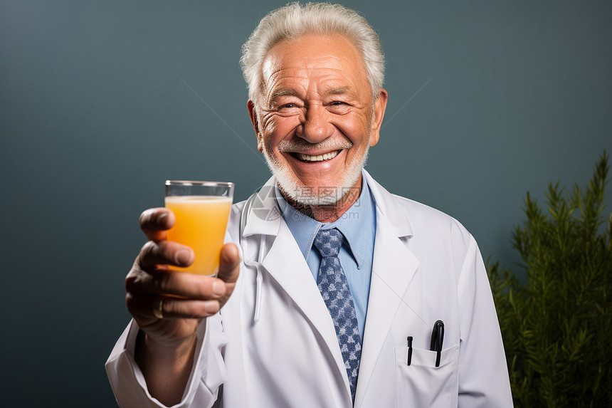 拿着橙汁的医生图片