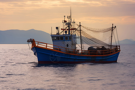 一艘渔船背景图片