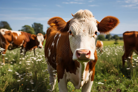 牧场上的奶牛背景图片