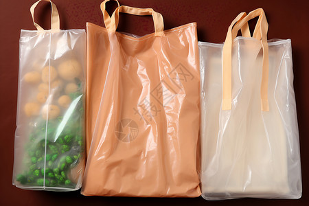 包装 塑料装满东西的塑料袋背景