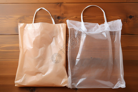 可降解手提袋两个手提的塑料袋背景