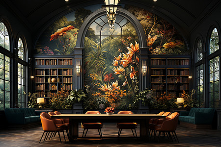 现代美学的书房背景图片