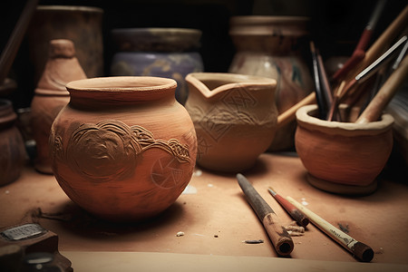 手工艺术的陶瓷作品背景图片