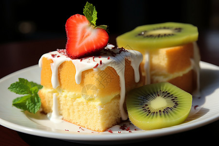 草莓面包标识精致的水果蛋糕背景