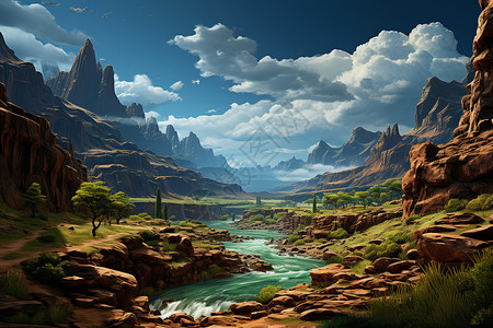 荒漠的神秘河流背景图片