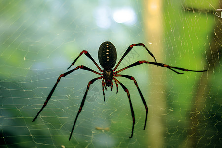 蜘蛛花热带丛林中的毒蜘蛛背景