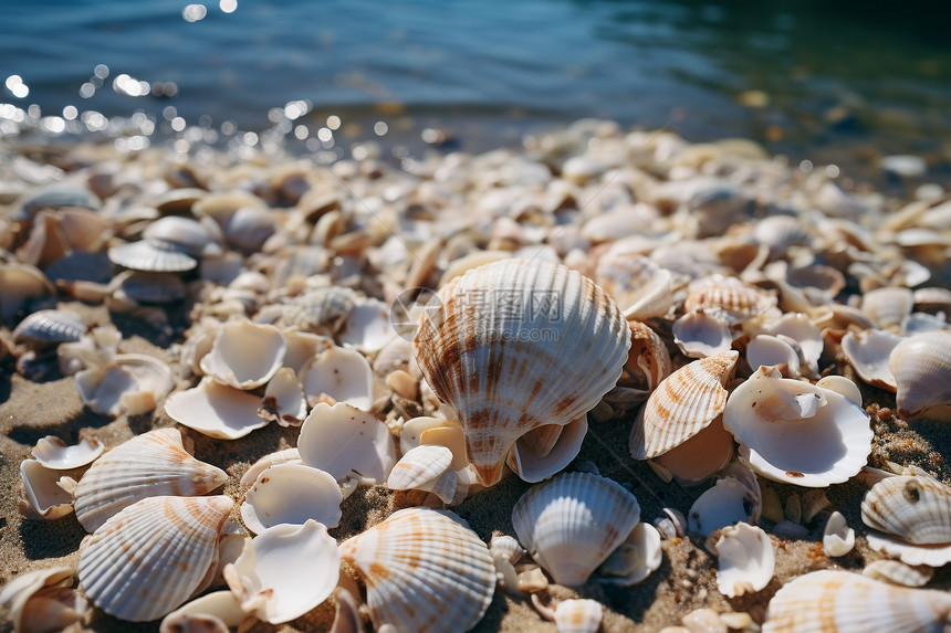 海滩上漂亮的贝壳图片