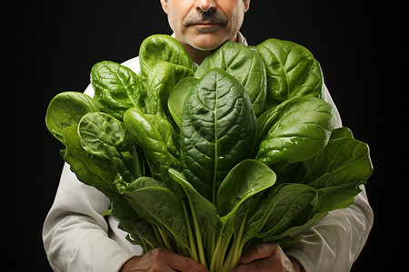 厨师手持一束蔬菜背景图片