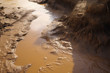 混浊泥浆的河流高清图片