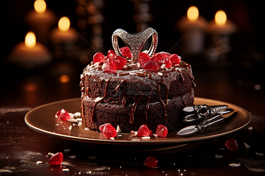 夜晚浪漫的蛋糕图片