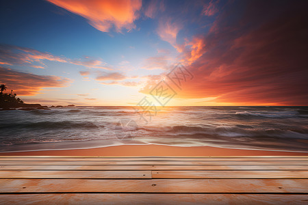 日落下的海滩上背景图片