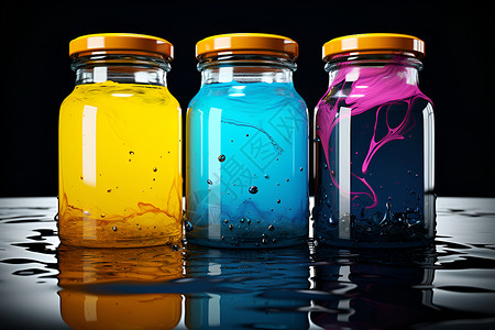 抽象彩色瓶子瓶子里的彩色液体背景