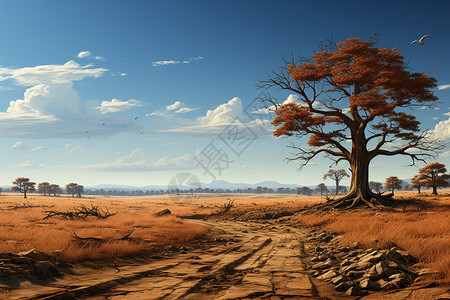 孤独的枯树背景图片