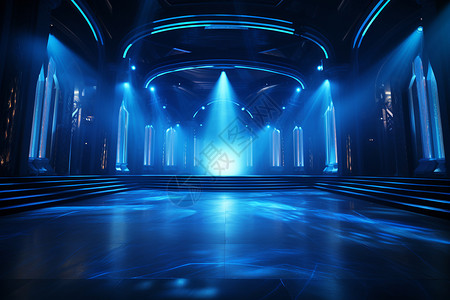 蓝色光的舞台背景图片