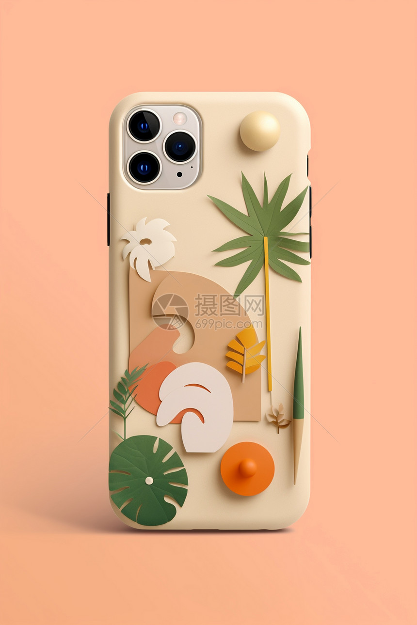 奶油色热带手机壳设计图片