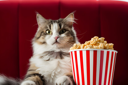悠闲的猫悠闲猫咪享受电影时光背景