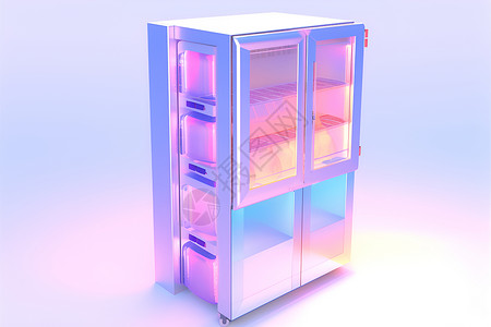流彩渐变透明的冰箱模型插画