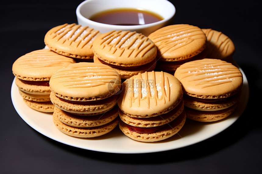 美味的饼干与一杯茶图片