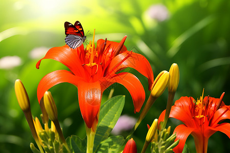 花朵上的蝴蝶高清图片