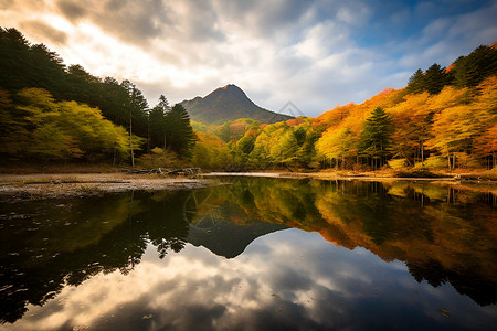 秋日的山水背景图片