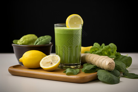 健康的绿色果蔬汁背景图片