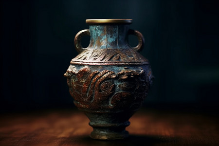 古老的酒罐陶制青铜色高清图片